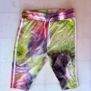 Green and pink Colorful BUZZ Tie-Dye Shorts size large